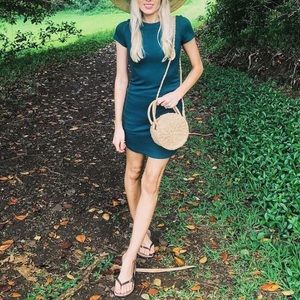 Green tee shirt dress, size small, fitted